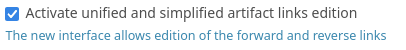 Artifact link field administration