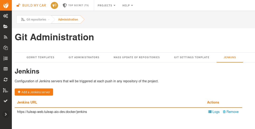 Tuleap configuration of Jenkins Trigger